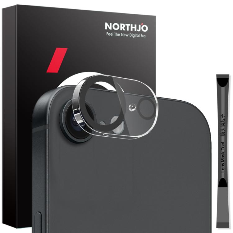 Apple iPhone 16e NORTHJO Camera Lens Protector 3D Night Shot Tempered Glass Film (Black)