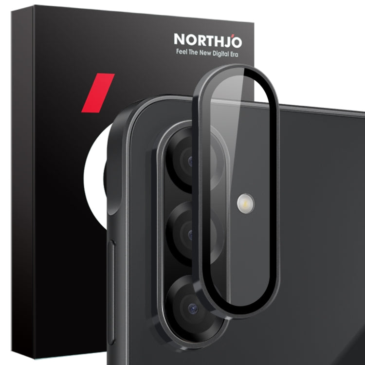 Samsung Galaxy A56 5G NORTHJO Camera Lens Protector with CD Metal Ring and Tempered Glass Film - Black