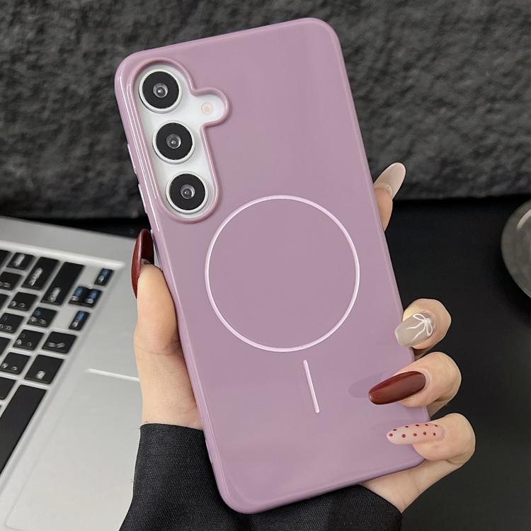 Samsung Galaxy S25 5G Glossy TPU Shockproof MagSafe Phone Case Cover (Purple)