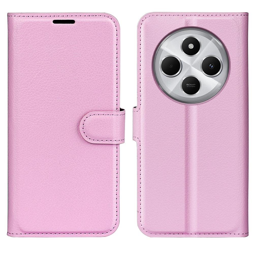 Xiaomi Redmi 14C 4G Litchi Texture Flip Leather Phone Case Cover with Holder - Pink