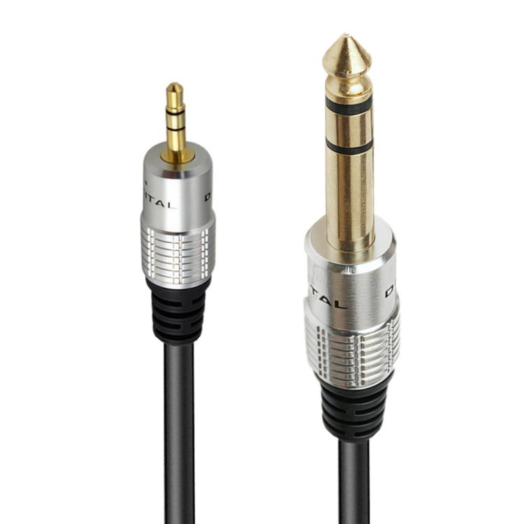 JUNSUNMAY 6.35mm Male to 3.5mm TRS Male Stereo Audio Cable Guitar Cord - 1.8m
