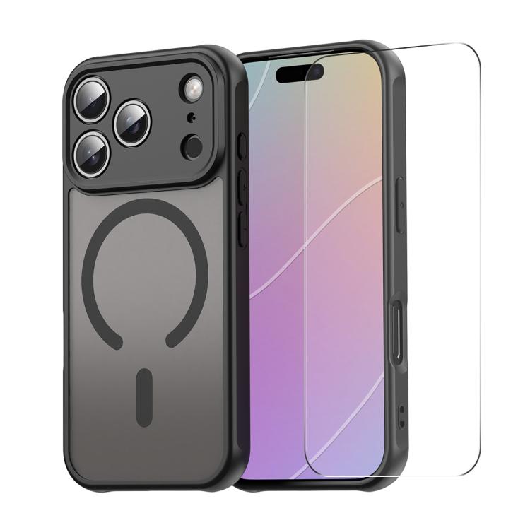 Apple iPhone 17 Pro ENKAY Hat-Prince MagSafe Matte Translucent Shockproof Phone Case with Large Arc Edge Film - Black