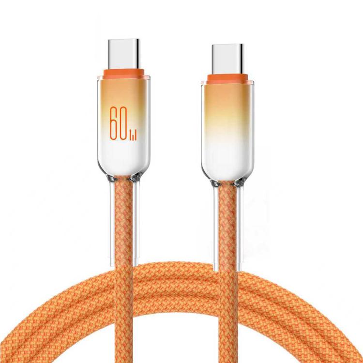 ENKAY PD60W Type-C to Type-C Gradient Nylon Braided Charging Data Cable, 2m - Orange