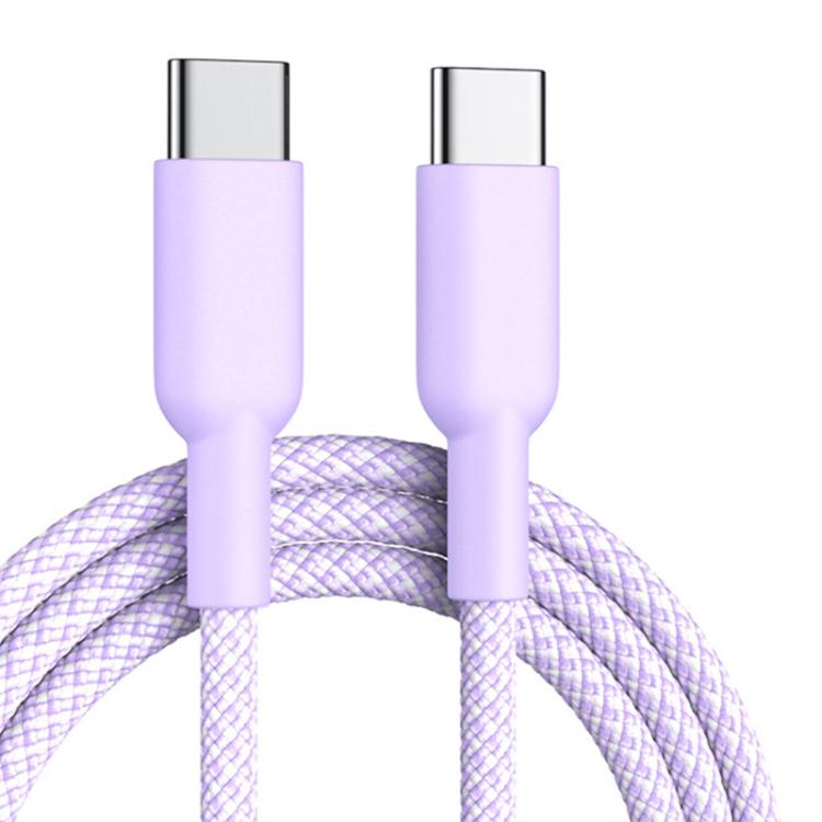 ENKAY 3m PD60W Type-C to Type-C Nylon Braided Charging Data Cable - Purple