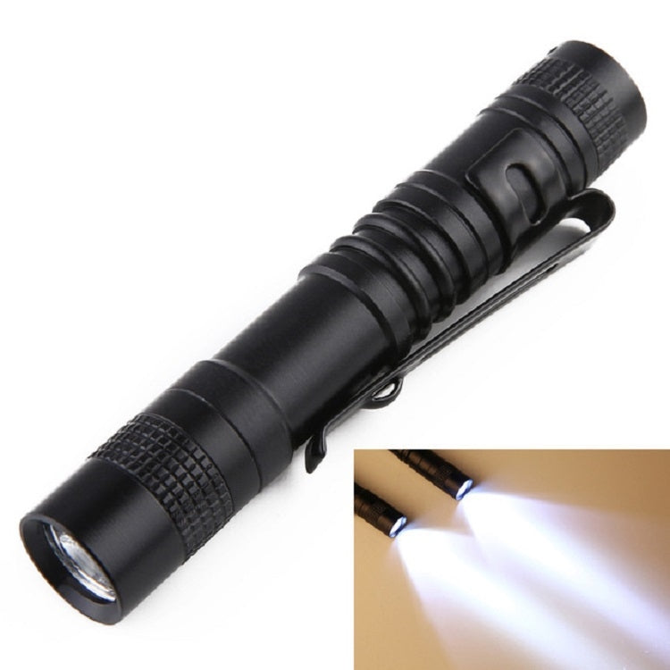 Mini LED Pen-shaped Strong Flashlight with Pen Clip - 9.1cm