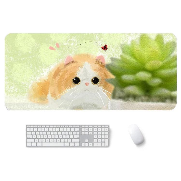 400x900x4mm illustration Cartoon Pattern Waterproof Non-Slip Mouse Pad (Yellow Cat)