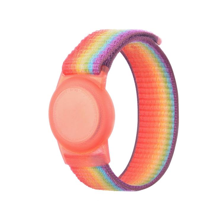Apple AirTag Tracker Child Adult Nylon Strap Wristband Protective Case Cover (Rainbow)