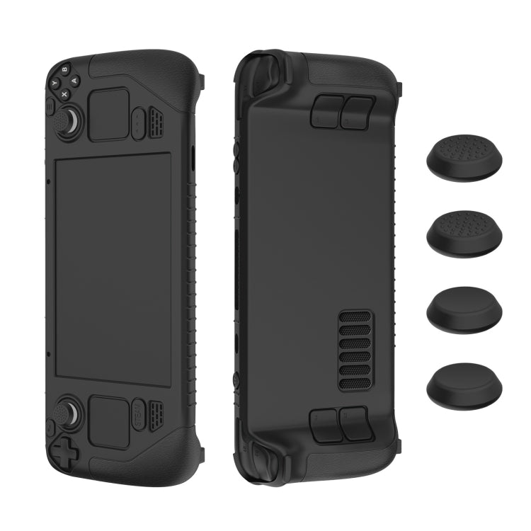 Steam Deck Game Controller Soft Silicone Protective Cover Case Cover With 4pcs Key Cap (Black)