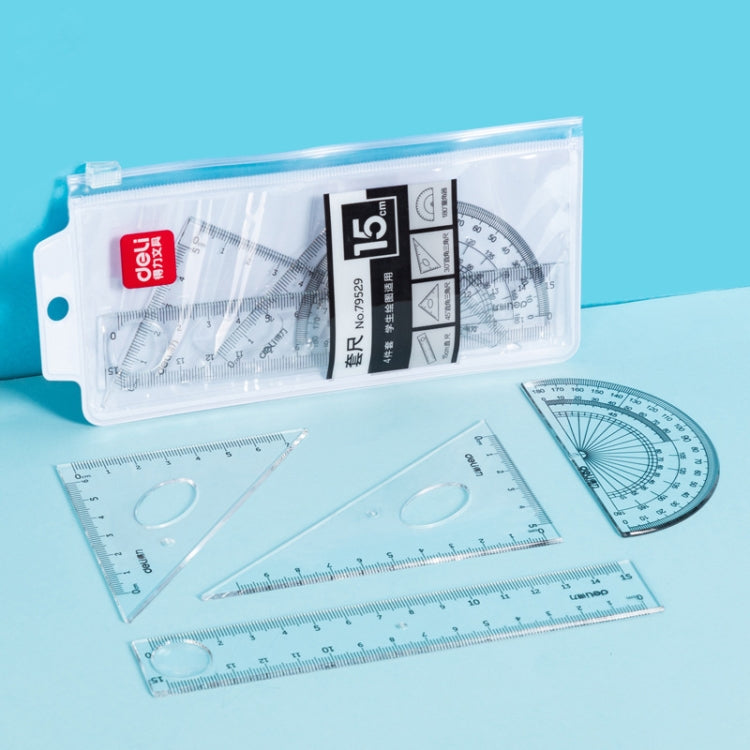 Deli 4-in-1 Ruler Set for Students, Model: 79529