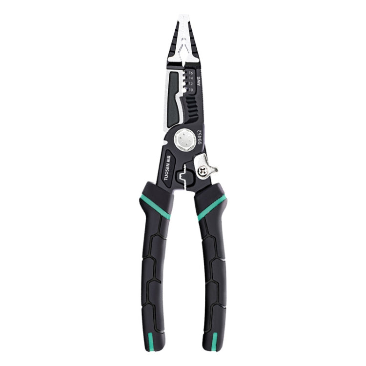 TUOSEN 9-in-1 Multifunctional Wire Stripper with Pointed Nose Cable Cutting and Crimping Tool