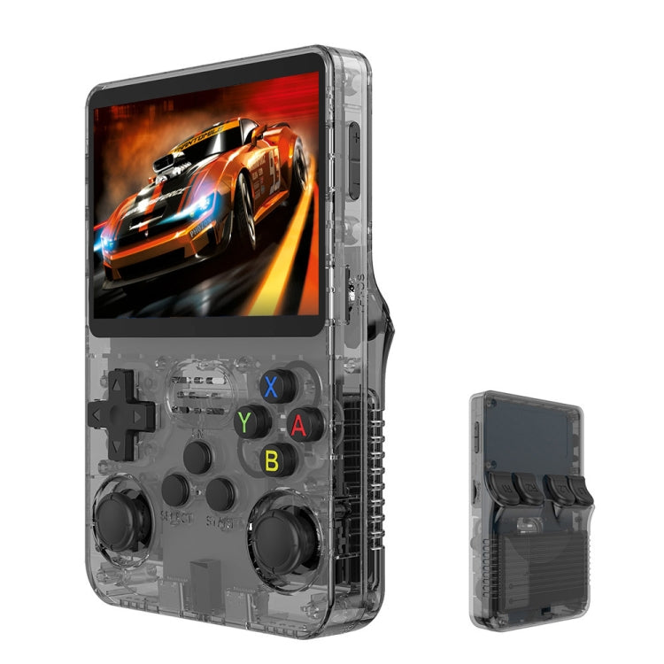 Retro Handheld Game Console Linux System 3.5-Inch IPS Screen Portable Video Player 128G Black Transparent