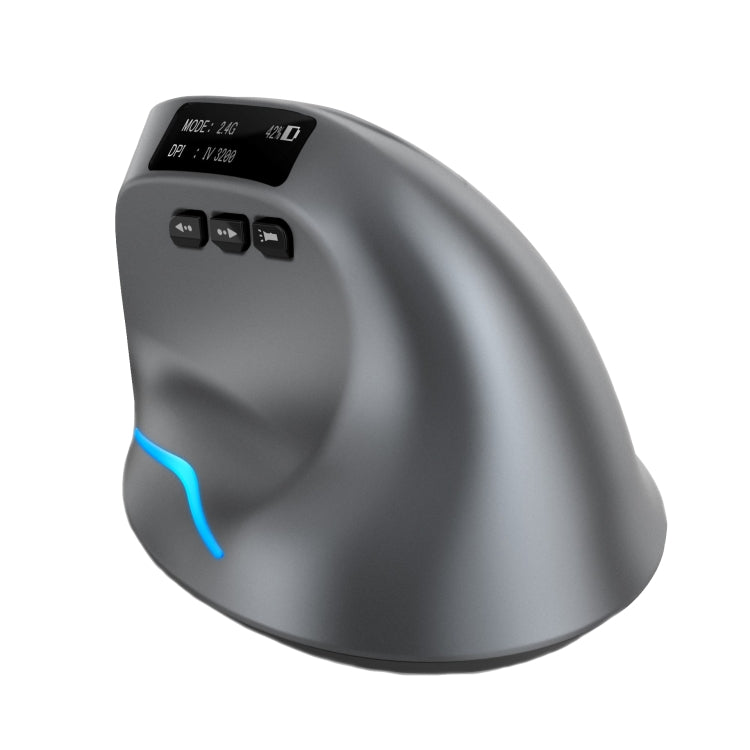 ZELOTES 8-Keys 2.4G+Bluetooth Dual-Mode LED Display Vertical Grip Wireless Mouse (Gray)