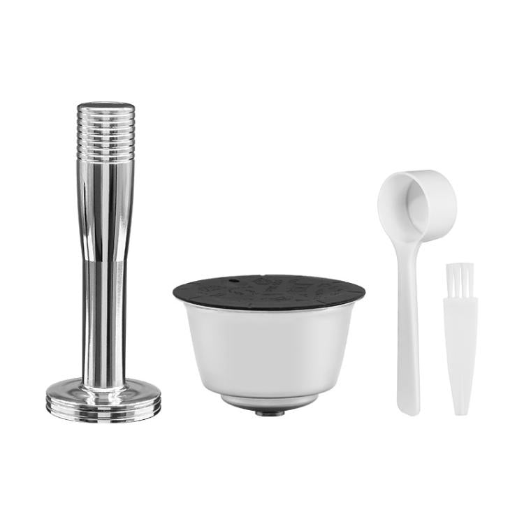 Dolce Gusto Coffee Maker Stainless Steel Reusable Coffee Capsule Shell, Style: Capsule+40mm Powder Hammer+Brush And Scoop