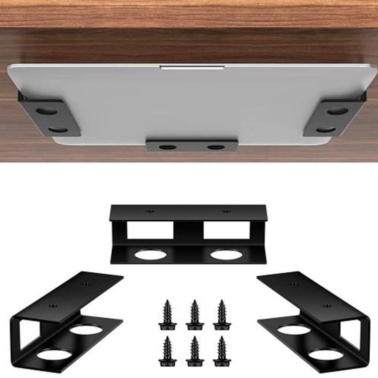 Under Desk Laptop Tablet Storage Mount Office Storage Organize (Black)