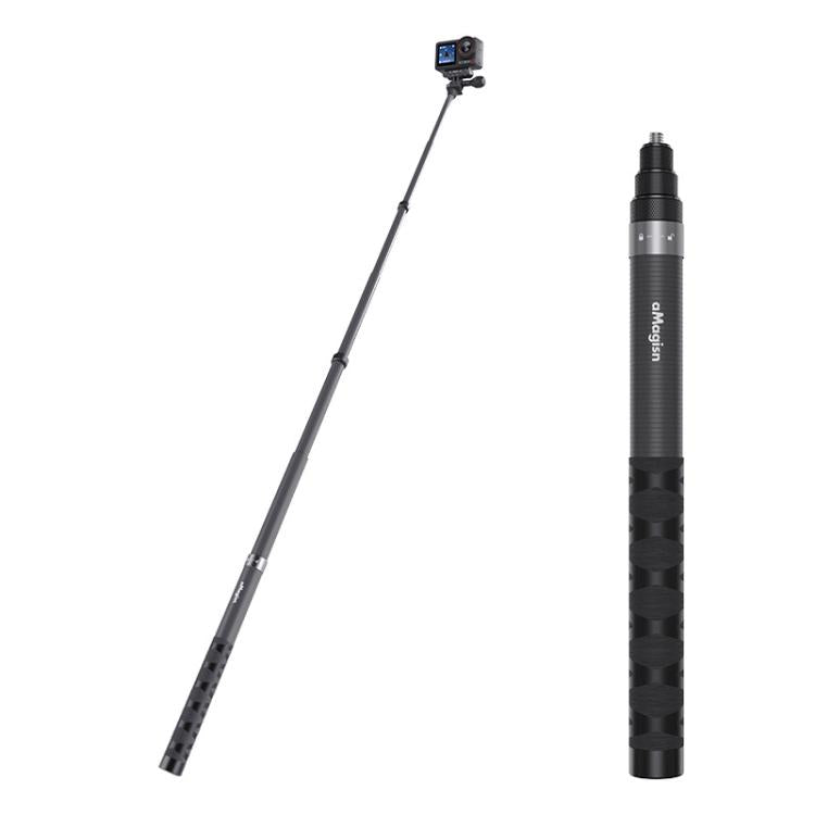 aMagisn 1.2m Carbon Fiber Invisible Selfie Stick for Action Cameras and Mobile Phones (Black)