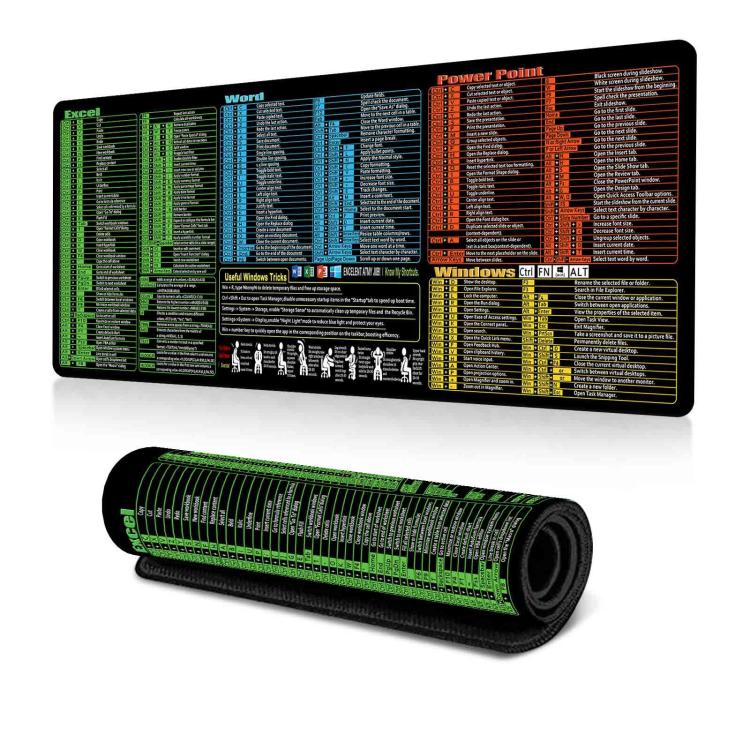 Keyboard Shortcut Desk Mat Mouse Pad with Computer Commands, Non-Slip Office Desk Pad, 300x600x2mm (No.31)