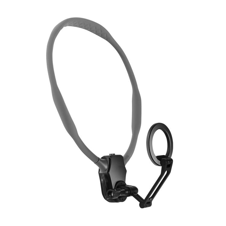 Adjustable Magnetic Neck Mount Phone Holder with Quick-Release Chest Strap for Sports & Vlogging - Black