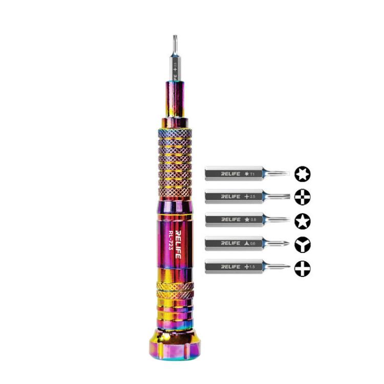 RELIFE Torque Self-locking Handle Non-slip Screwdriver Tool with 5 Bits for Mobile Phone Repair