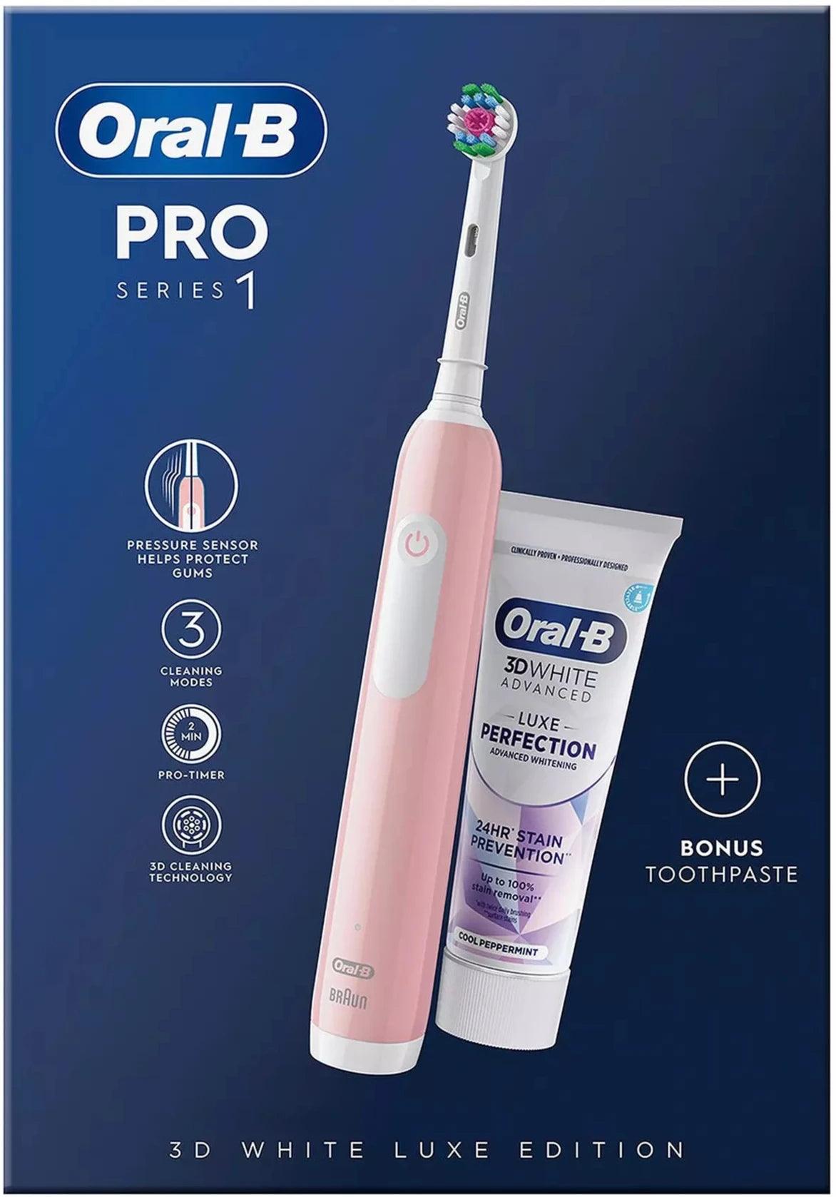 Oral-B Pro Series 1 3D White Pink Toothbrush with Paste