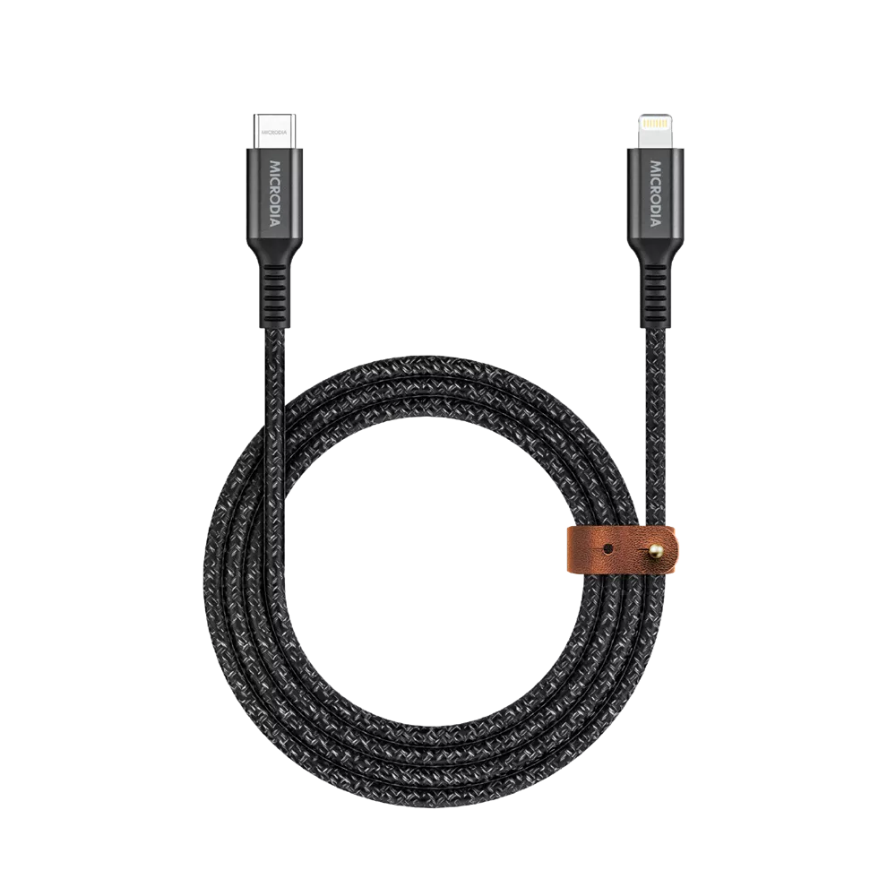 Microdia Tweed 1.3m 60W USB-C to MFI Lightning Cable Charcoal