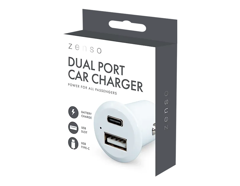 High-Speed USB/Type-C Dual Port Car Charger