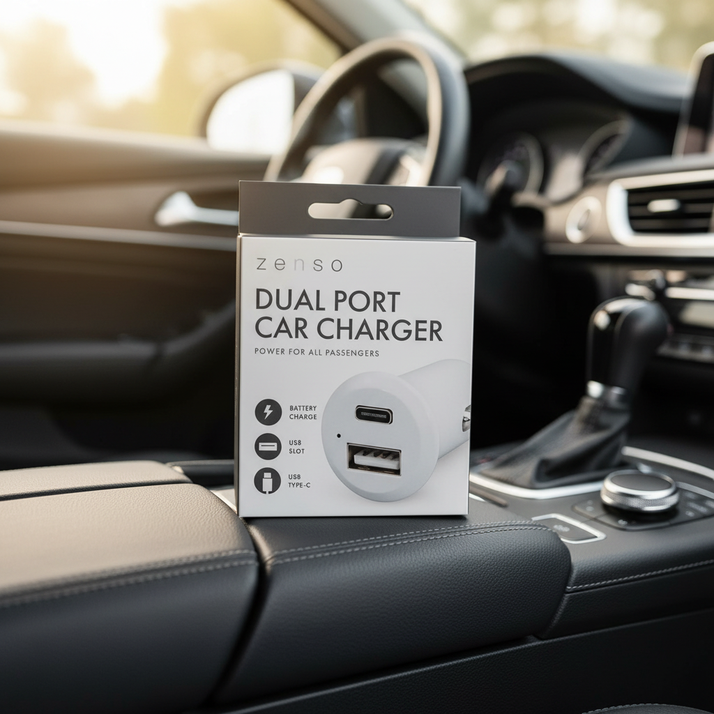 High-Speed USB/Type-C Dual Port Car Charger