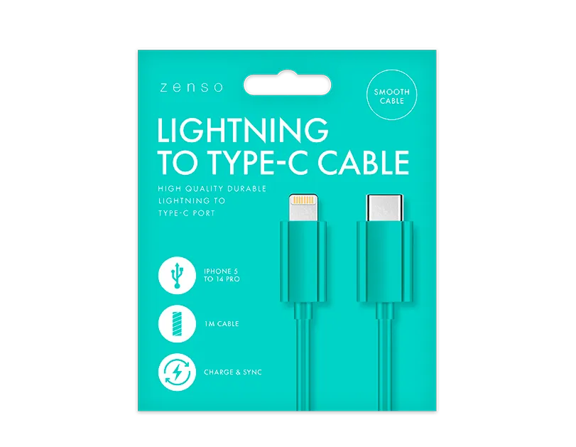 Lightning to Type-C Coloured Cable 1M