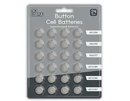 Two packages of button cell batteries on a white background