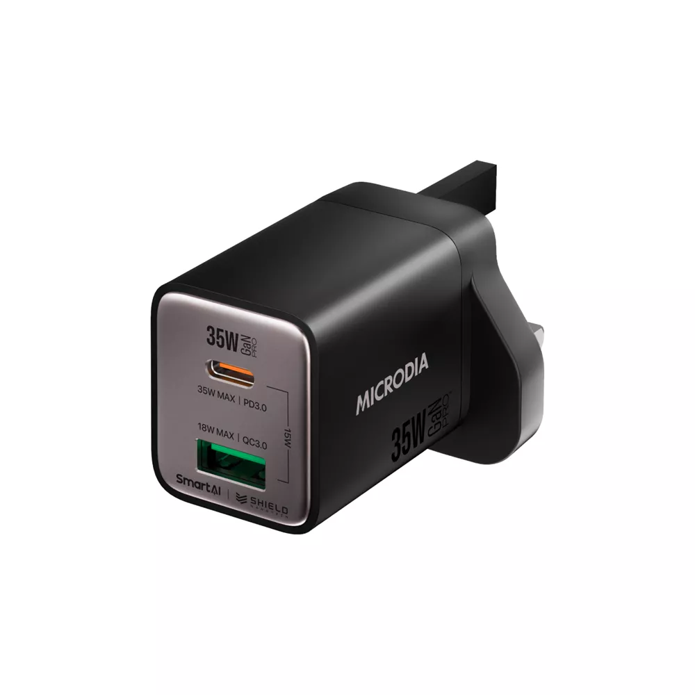 Microdia SmartCube Nano 35W USB-C & USB-A SmartAI PD Wall GaNPro
Charger Plug Charcoal