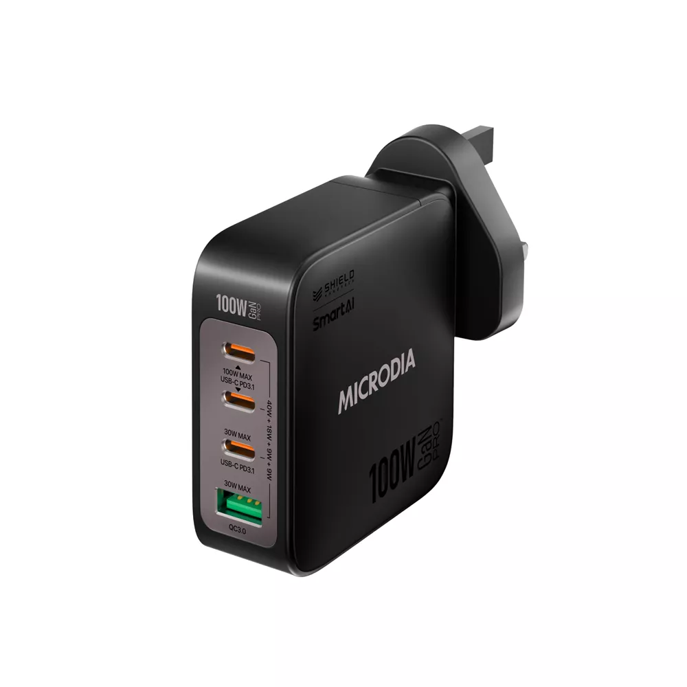 Microdia SmartCube Nano 100W 4-Port USB-C & USB-A SmartAI PD Wall
GaNPro Charger Plug Charcoal