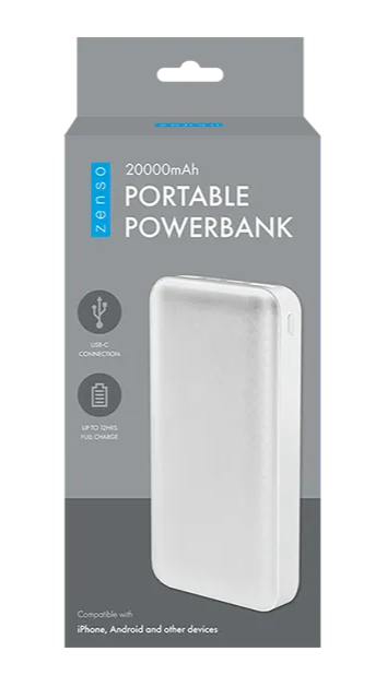 Zens portable powerbank packaging on a white background