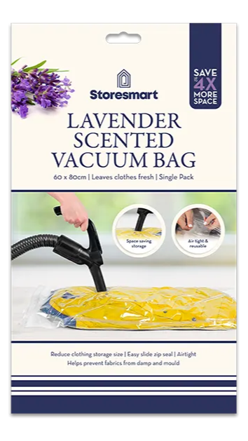 Storesmart lavender scented vacuum bag packaging on a white background