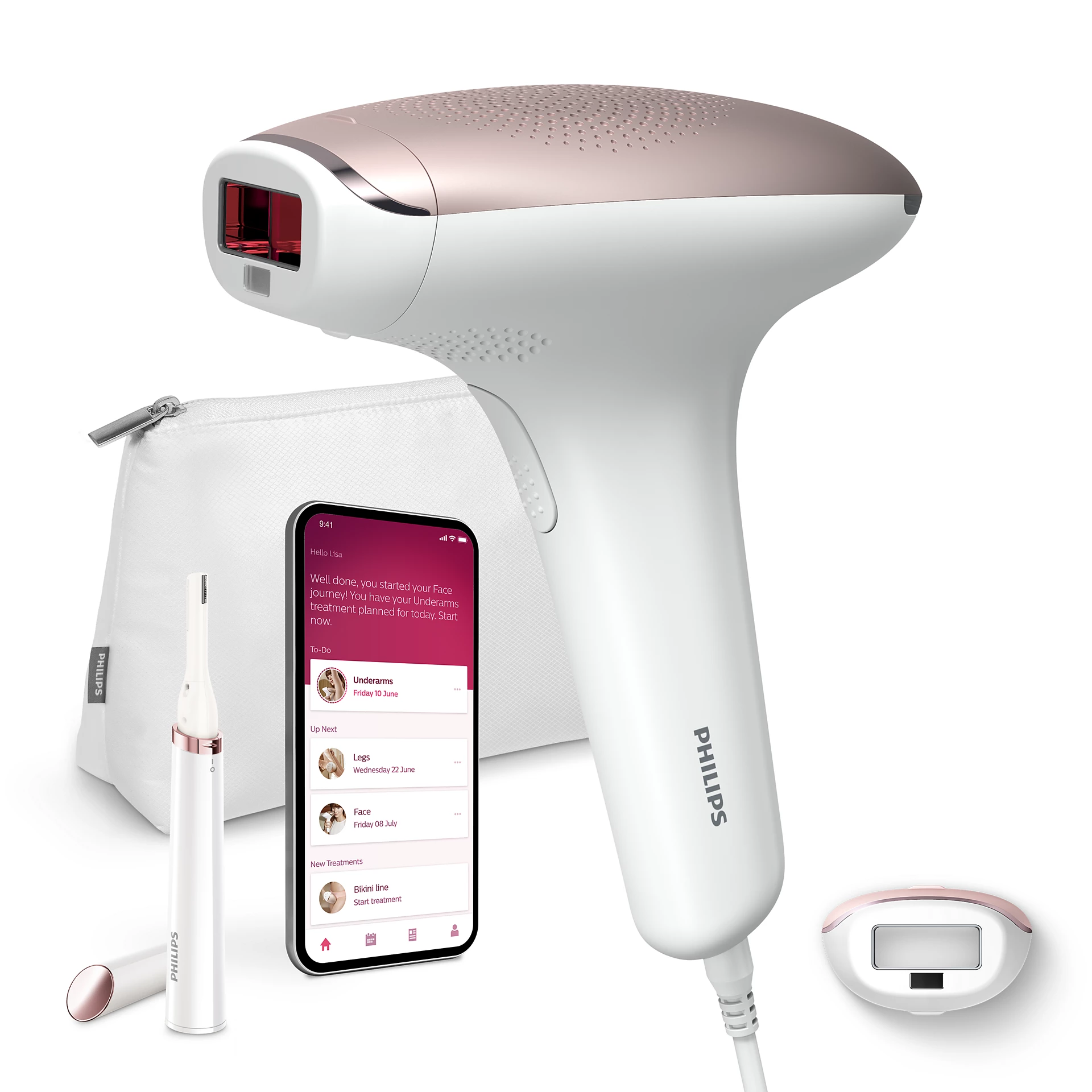 Philips Lumea 7000 Series, IPL Hair Removal Device, Laser Hair Removal Alternative, with Satin Compact Pen Trimmer, 2 Attachments for Body and Face