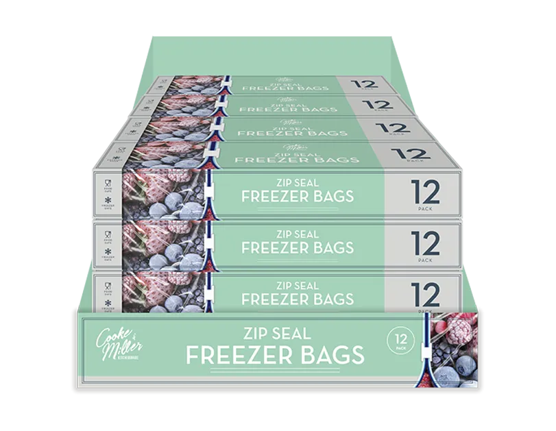 Slide Zip Freezer Bags 12pk L25 x W25cm