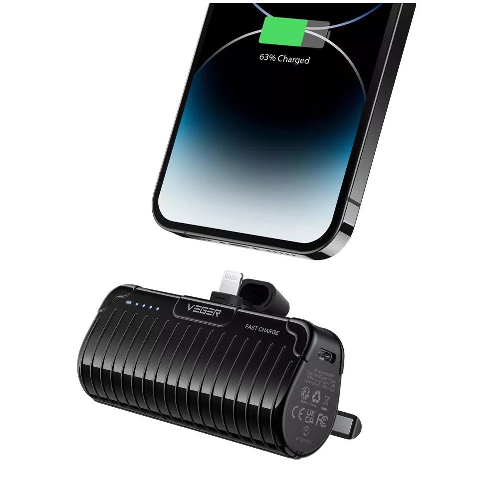 Veger PlugON Pro-L 5,000mAh 20W Non-MFI Lightning Power Delivery
LED Indicator Ultra Small Powerbank & Kickstand Black