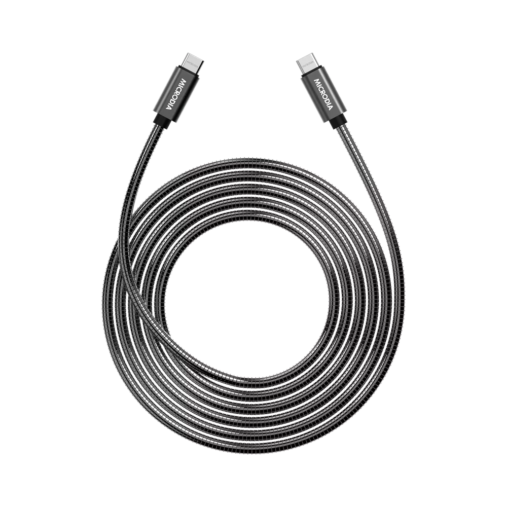 Microdia ExeCable Steel 1.3m 60W USB-C to USB-C Cable Black