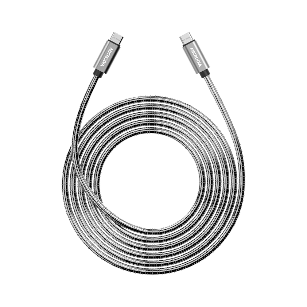 Microdia ExeCable Steel 1.3m 60W USB-C to USB-C Cable Silver