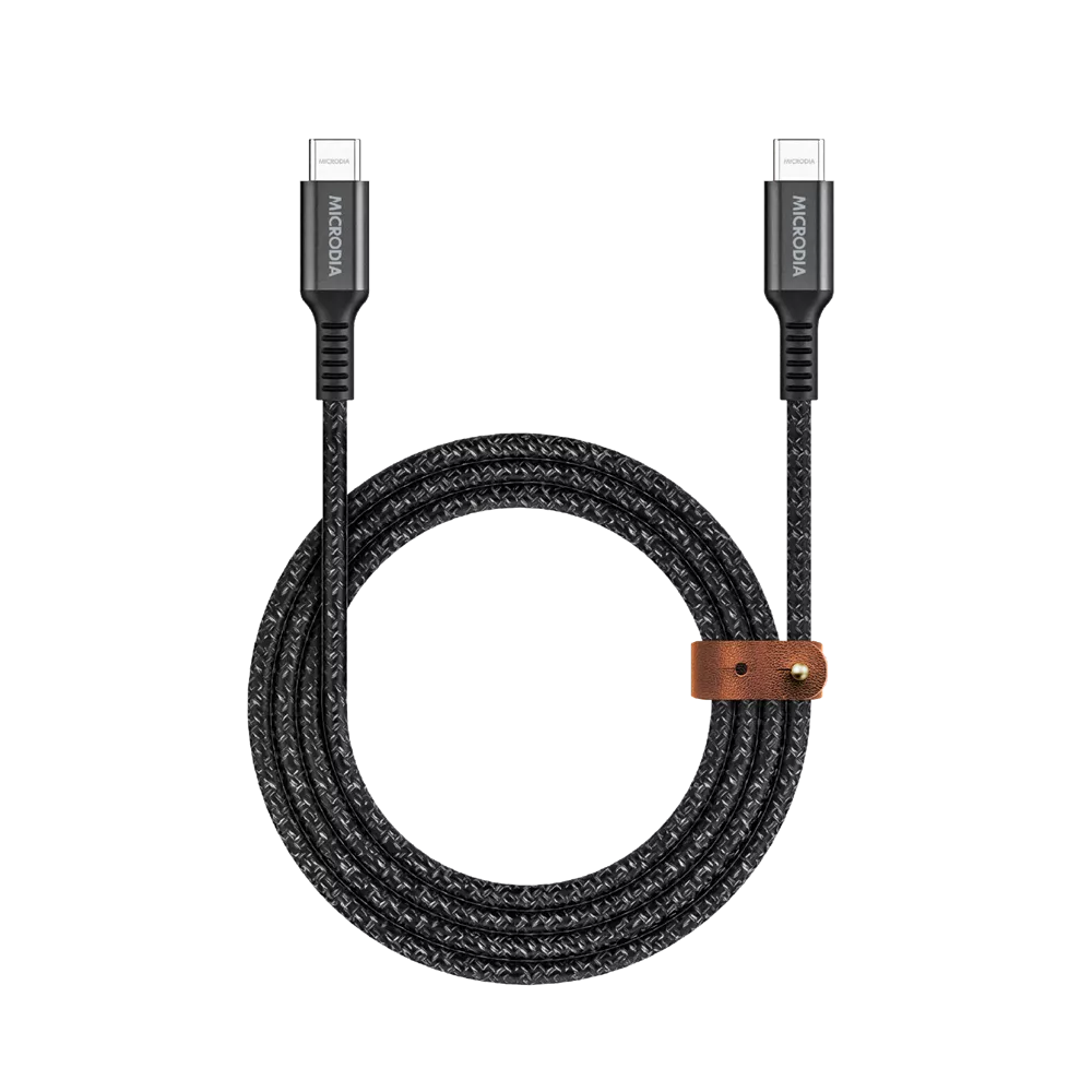 Microdia Tweed 1.3m 240W USB-C to USB-C Cable Charcoal