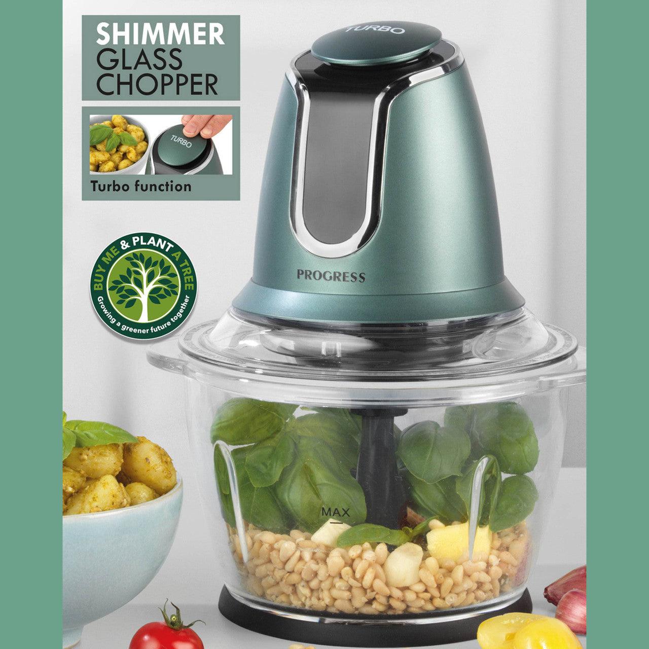 Progress Shimmer Glass Chopper - 2 Speed Settings, Stainless Steel Blade, 500 W