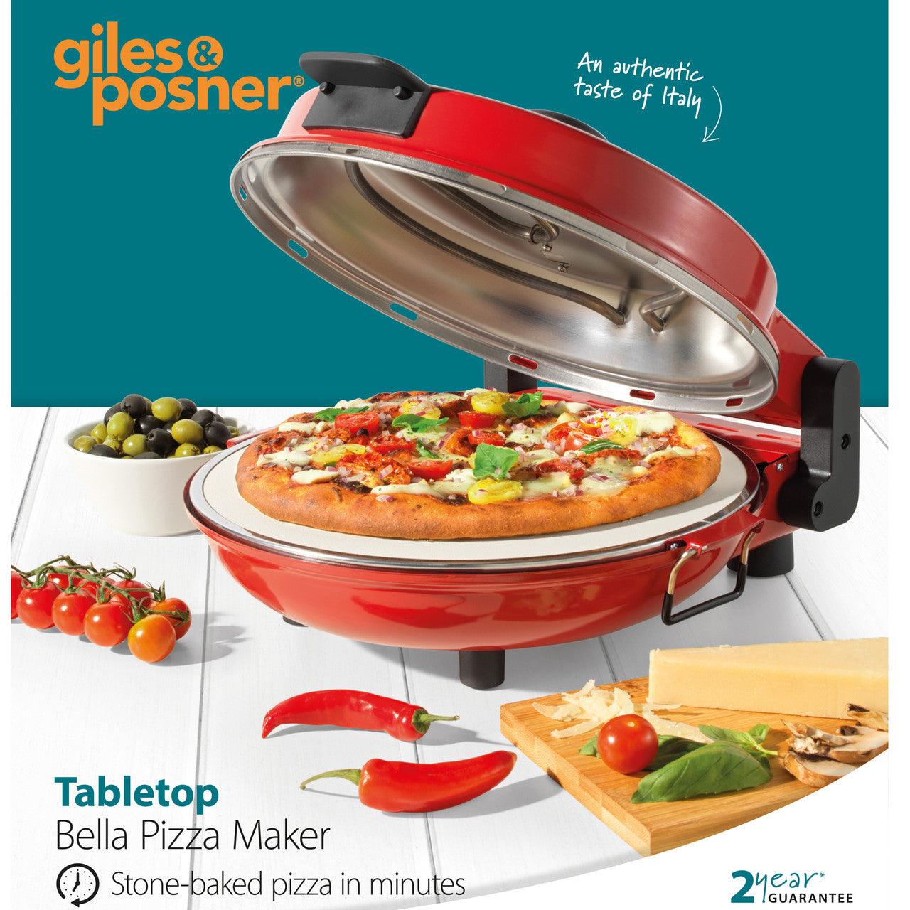 Giles & Posner Tabletop Pizza Oven – 1200W, Red