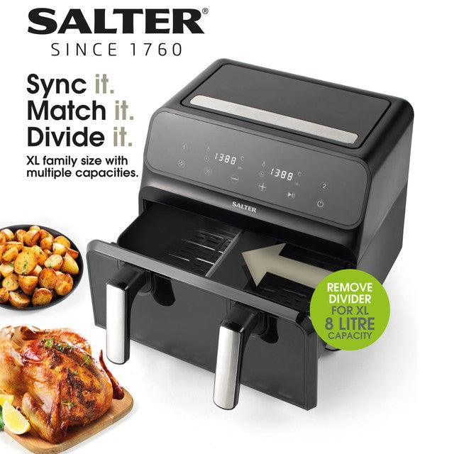 Salter Fuzion Dual Air Fryer with Divider – 8L Capacity, 1700W