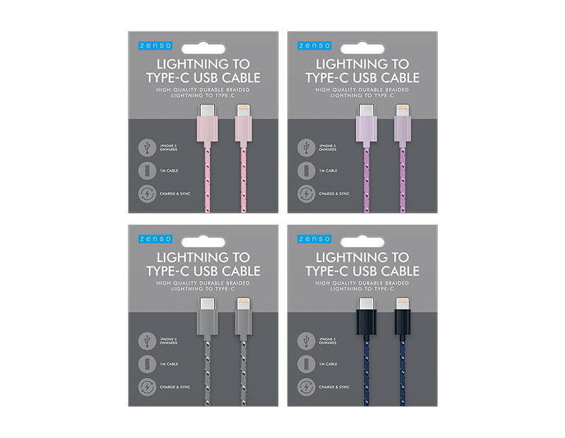 Type-C to Lightning Braided Cable 1M, Random Delivery