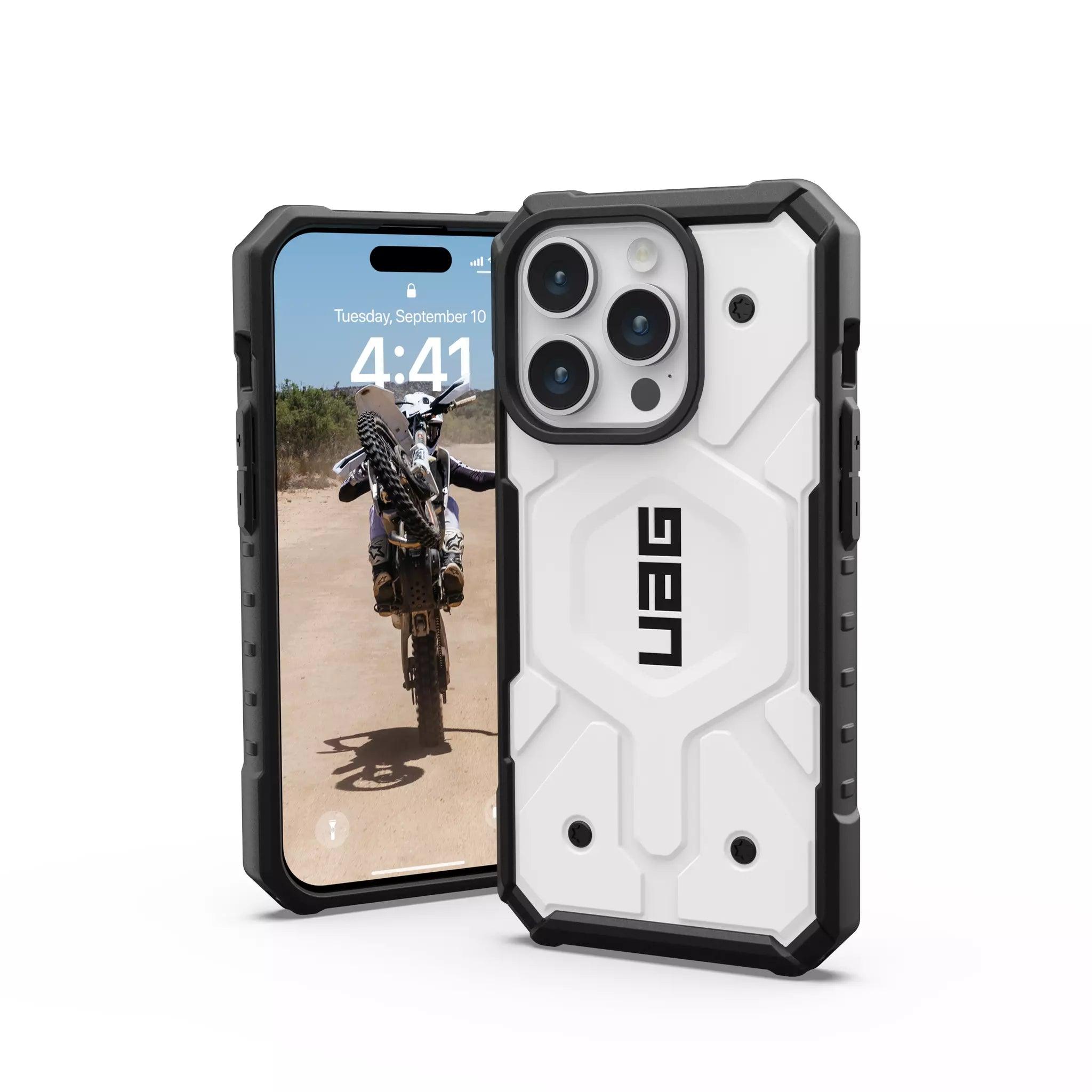 URBAN ARMOR GEAR UAG Case Compatible with iPhone 15 Pro Case 6.1" Pathfinder Clear Ice/Silver Built-in Magnet Compatible with MagSafe Charging Rugged Transparent Dropproof Protective Cover