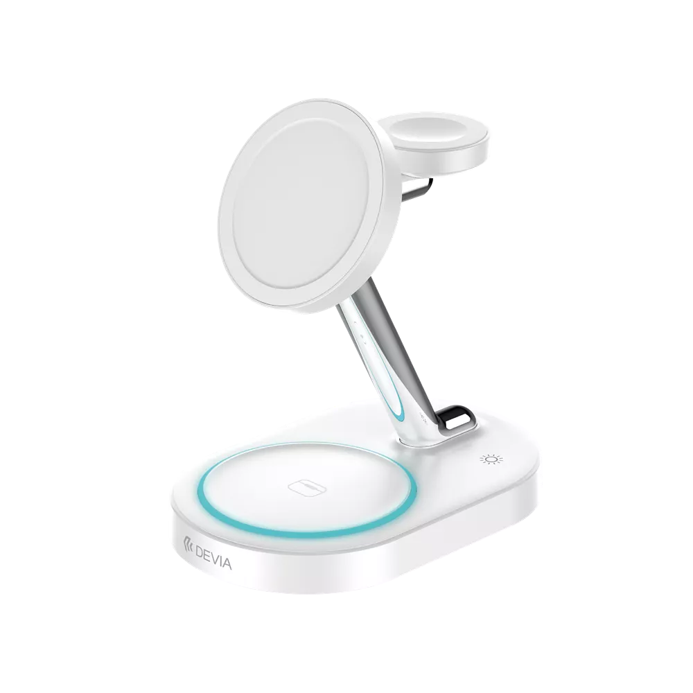 Devia - 15W Triple Wireless Magnetic Charging Pad for Apple iPhone,
Airpods & Watch & Night Lamp - White