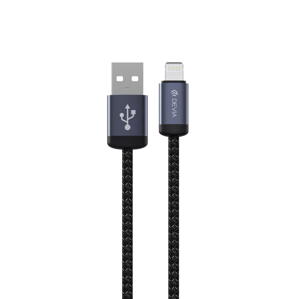 Devia 1m (2.4A) Mesh Armour USB to Non-MFi Lightning Cable Black