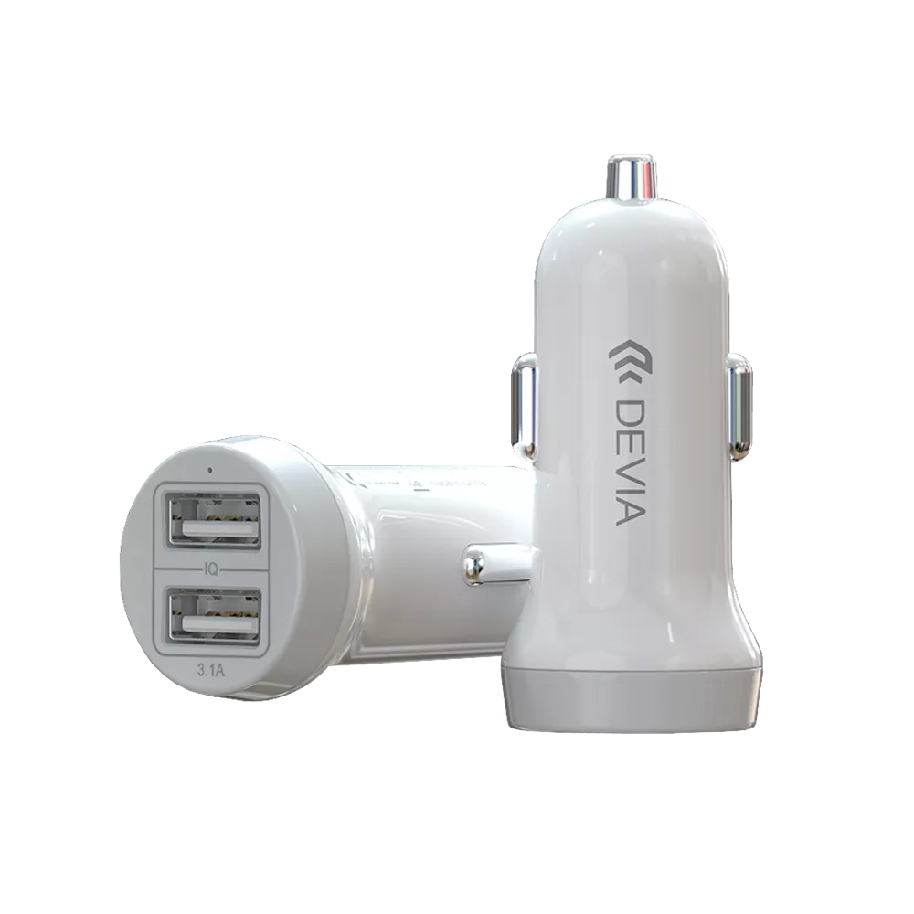 Devia - 3.1A Dual USB Port Car Adapter - White
