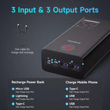 Romoss 40,000mAh 65W Digital Display Metal Powerbank Black for Phones, Laptops, Macbook, Tablet