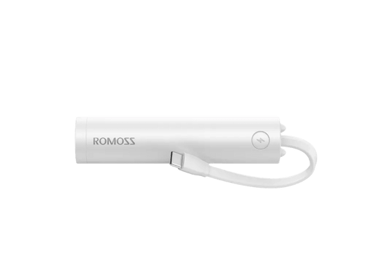 Romoss 2,000mAh Pocket Bar Powerbank & Integrated Type C Cable White