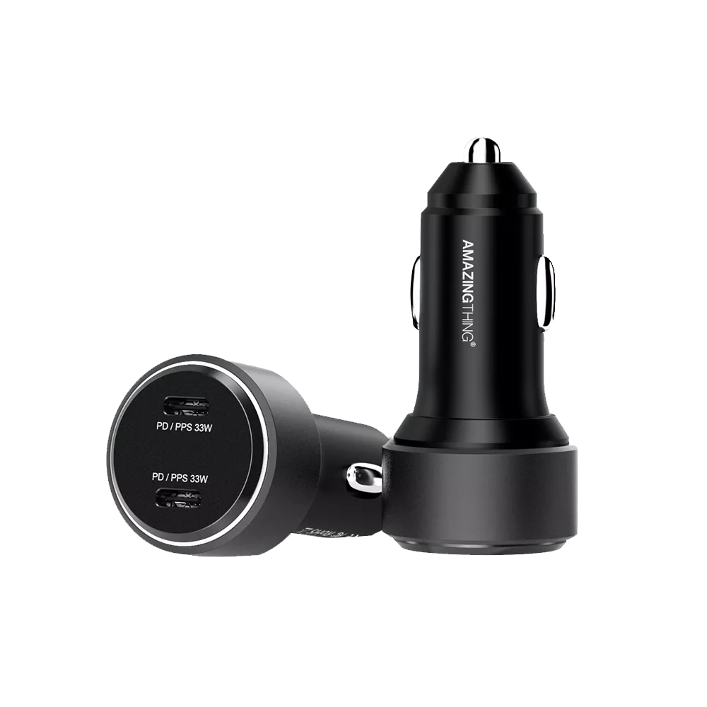 AMAZINGthing - Speed Pro - 66W Dual USB-C Car Adapter - Black