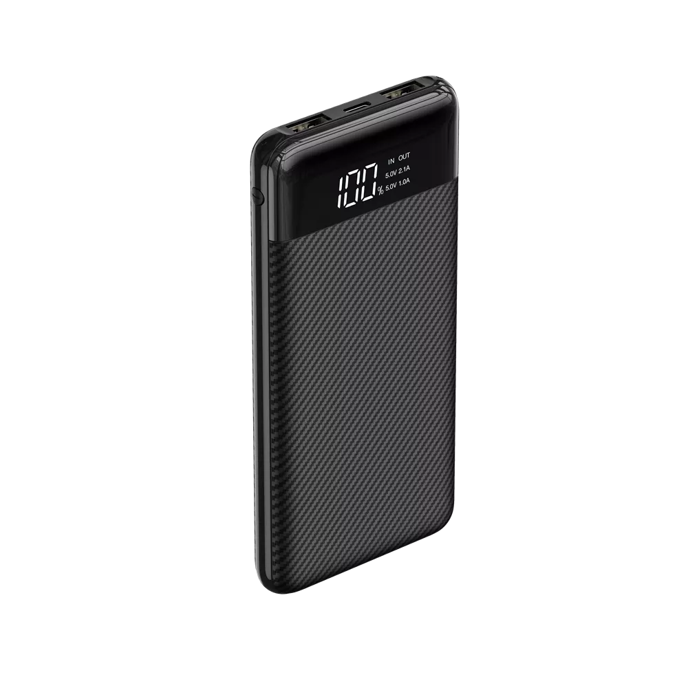 Veger - L11 - 10,000mAh Dual Port Digital Display Powerbank - Carbon Fibre - Black